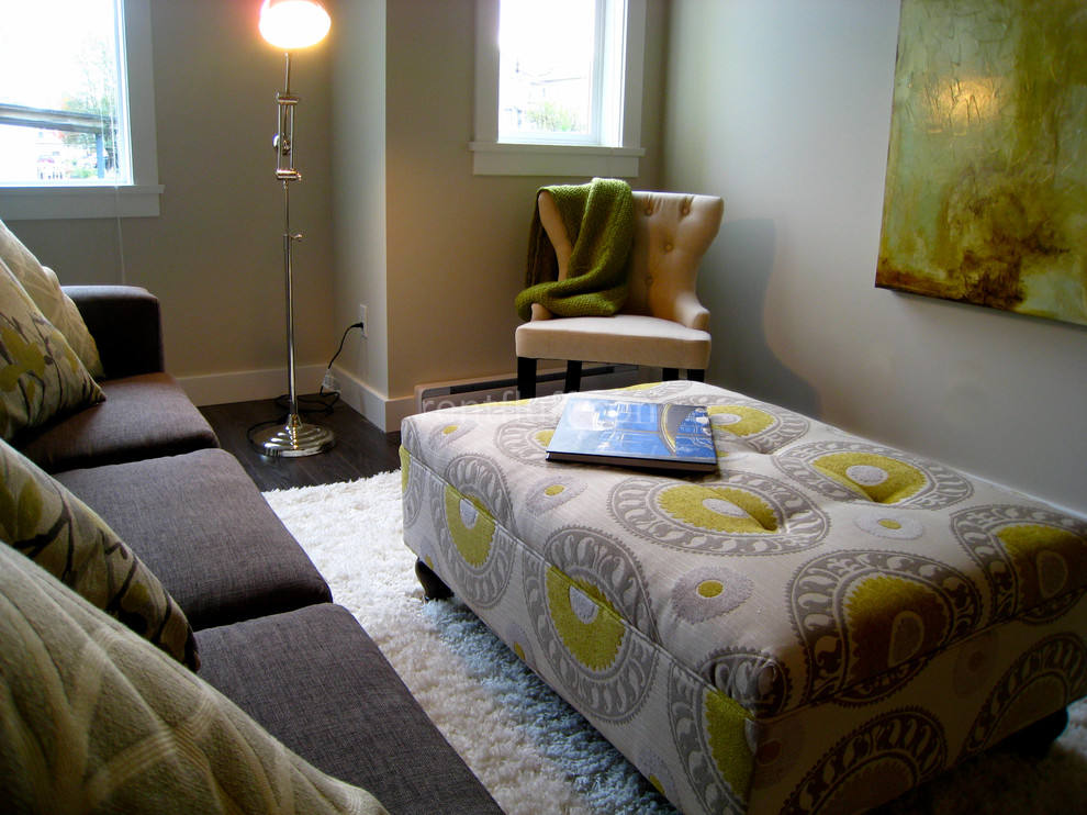 Cowhide Ottoman Cube Living Room Contemporary with Brown Sofa Chrome Floor