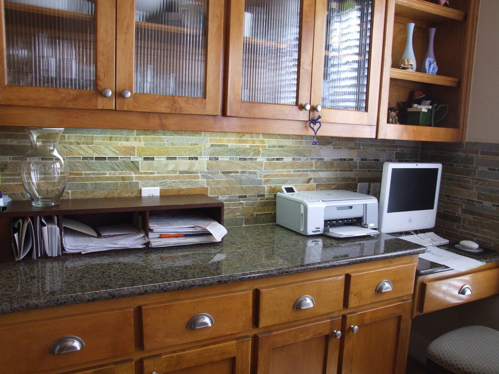Cracked Glass Tile Kitchen Traditional with None 