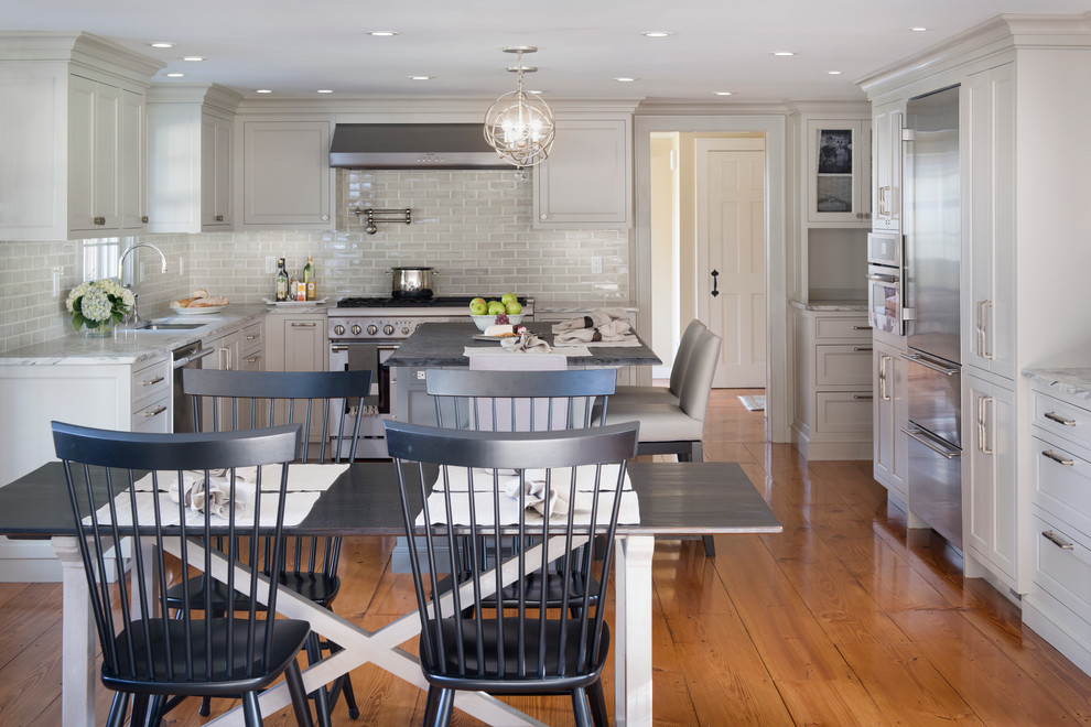 Crackle Subway Tile Kitchen Traditional with Boston Breakfast Bar Cambridge