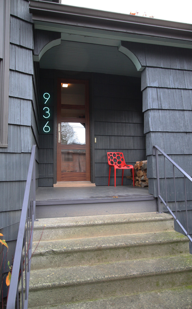 Craftsman House Numbers Porch Modern with Concrete Stairs Concrete Steps