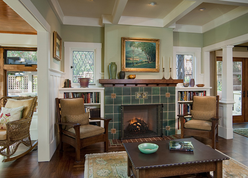 Craftsman Style Bookcase Living Room Traditional with American Craftsman Hill Construction