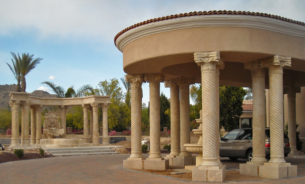 Craftsman Style Fireplace Exterior Traditional with Circle Driveway Fountain Fountain