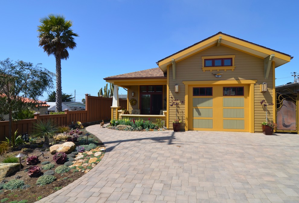 Craftsman Style Garage Door Exterior Craftsman with Boulders Bushes Column Concrete