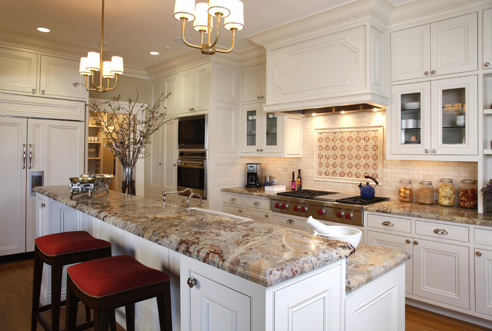 Crema Bordeaux Granite Price Kitchen Traditional with Accent Tiles Bar Stools