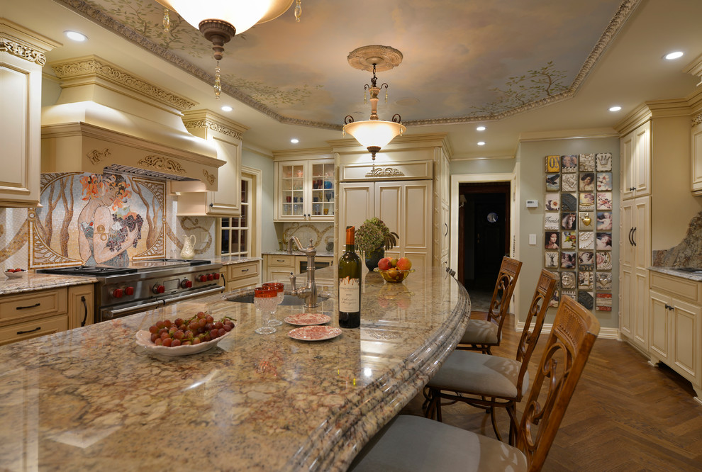 Crema Bordeaux Granite Price Kitchen Traditional with Beige Cabinet Beige Drawer