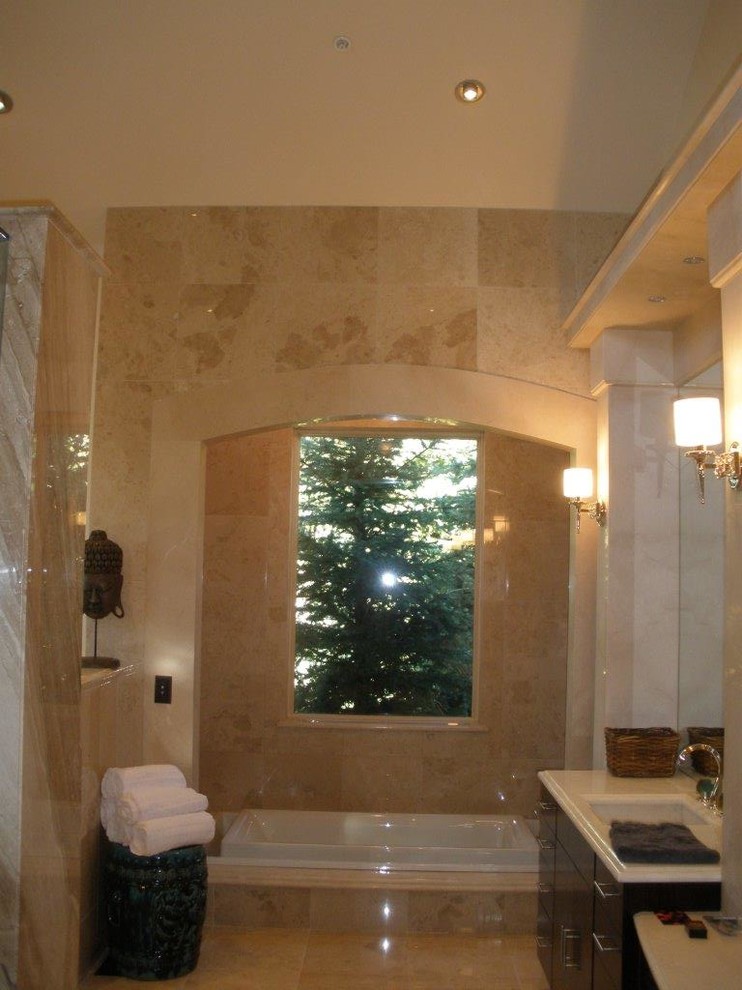 Crema Marfil Granite Bathroom Contemporary with Crema Marfil 