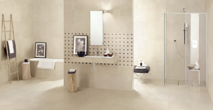 Crema Marfil Porcelain Tile Spaces Modern with Bathroom Tile Crema Marfil