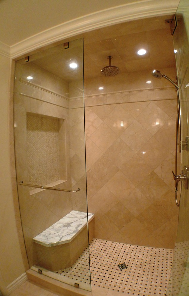 Crema Marfil Tile Bathroom Traditional with None 1