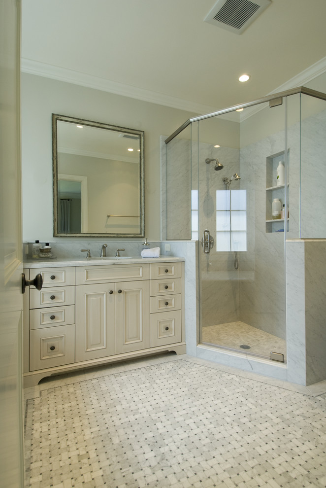 Cultured Marble Shower Bathroom Traditional with Alcove Cabinet Country Crown