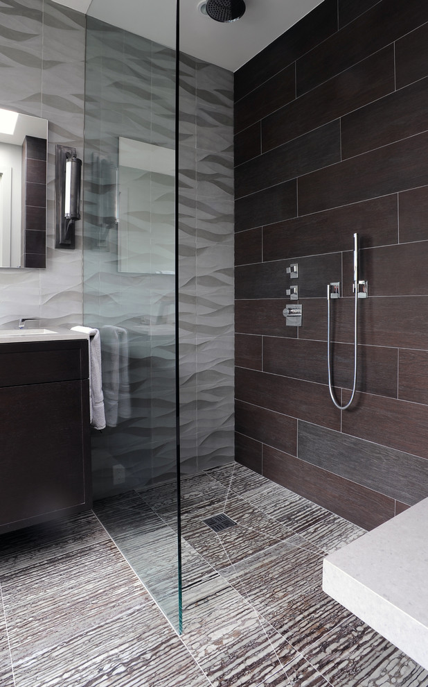 Curbless Shower Floor Bathroom Contemporary with None 