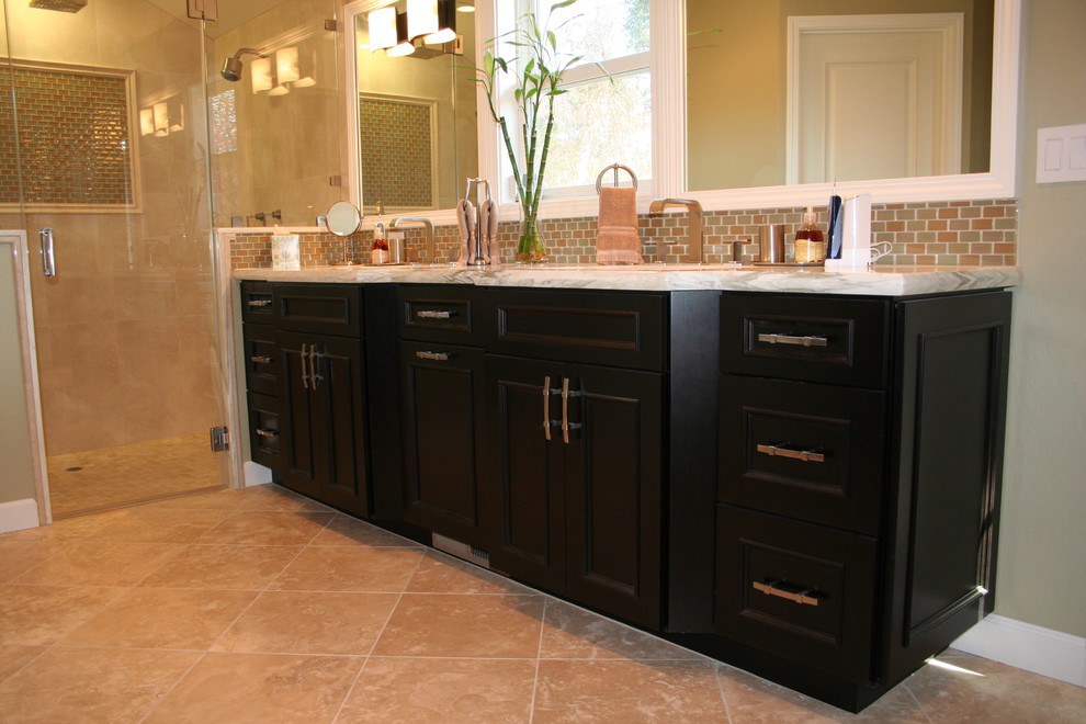 curbless shower pan Bathroom Traditional with Accessible Shower baseboards bathroom