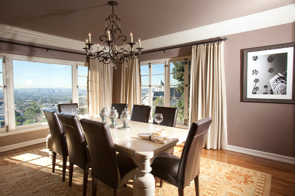 currey and company Dining Room Transitional with area rug casement windows