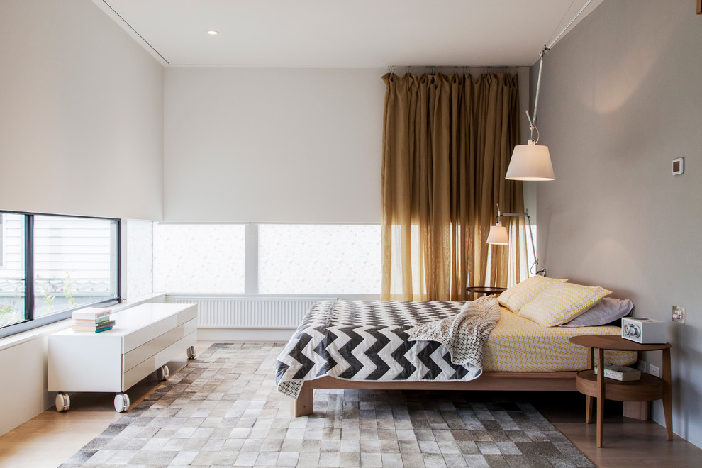Curtain Track System Bedroom Contemporary with Bedlinen Bedside Table Custom Made
