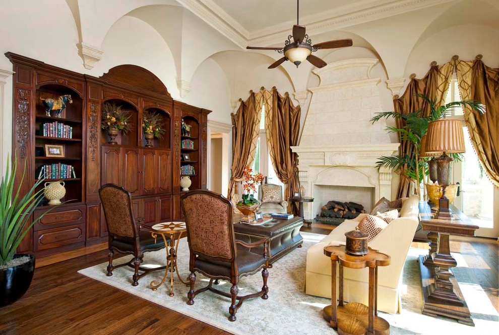 Curtains for Curved Windows Family Room Mediterranean with Area Rug Ceiling Fan