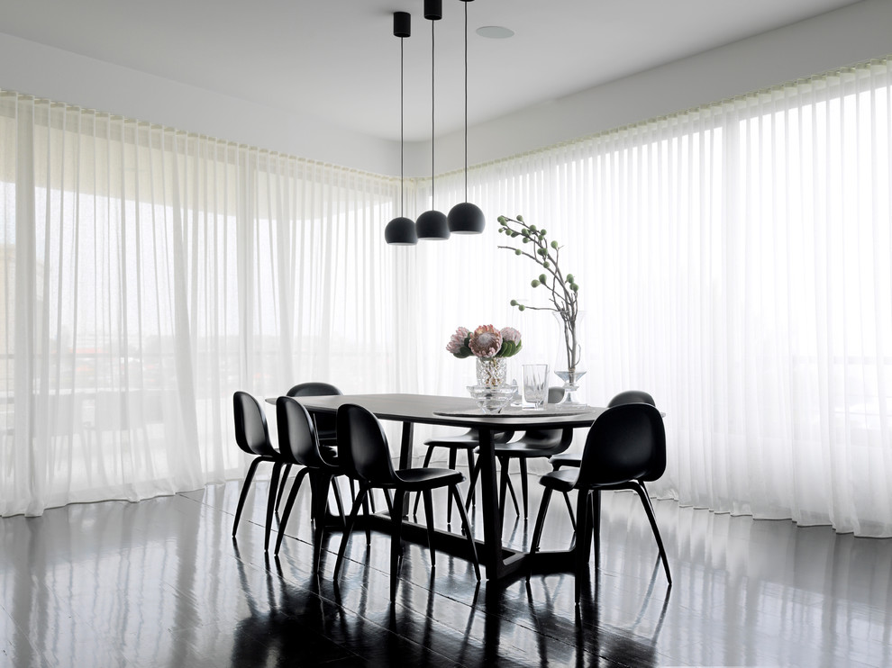 Curtains with Sheers Dining Room Contemporary with Australia Black and White