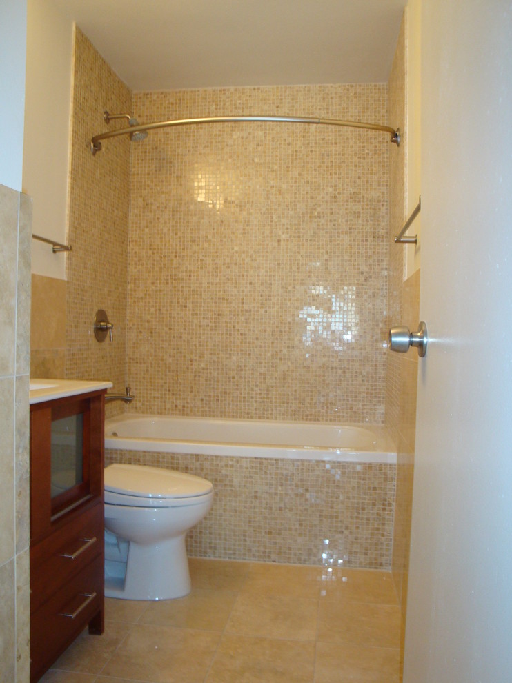 Curved Curtain Rod Bathroom Eclectic with None 