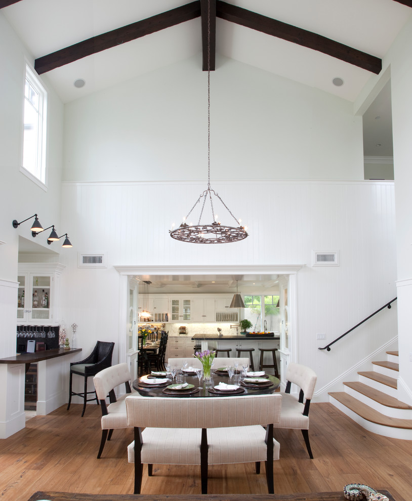Curved Dining Bench Dining Room Transitional with Beach Architecture Beach Style1