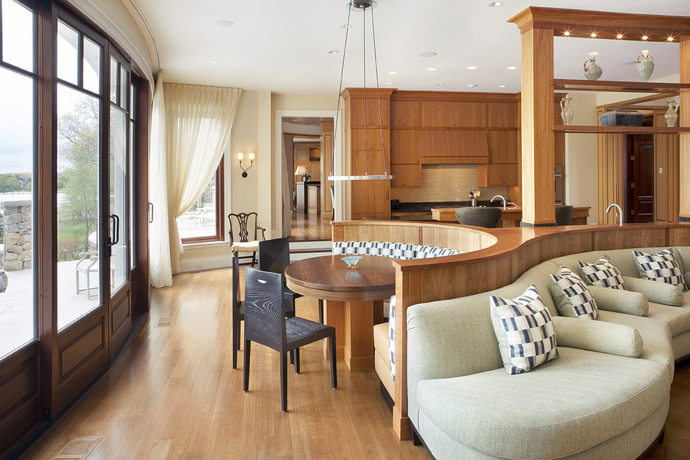 Curved Outdoor Seating Kitchen Contemporary with Breakfast Nook Built In
