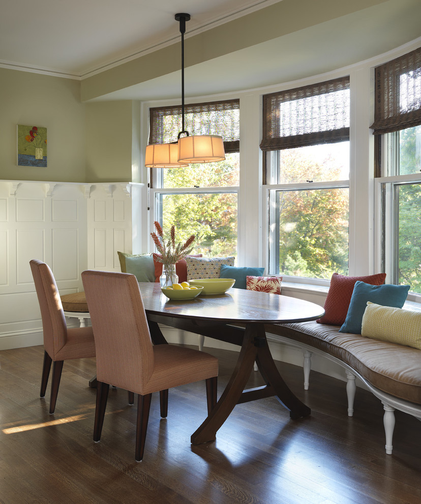 Curved Upholstered Bench Kitchen Traditional with Bamboo Shade Banquette Bench