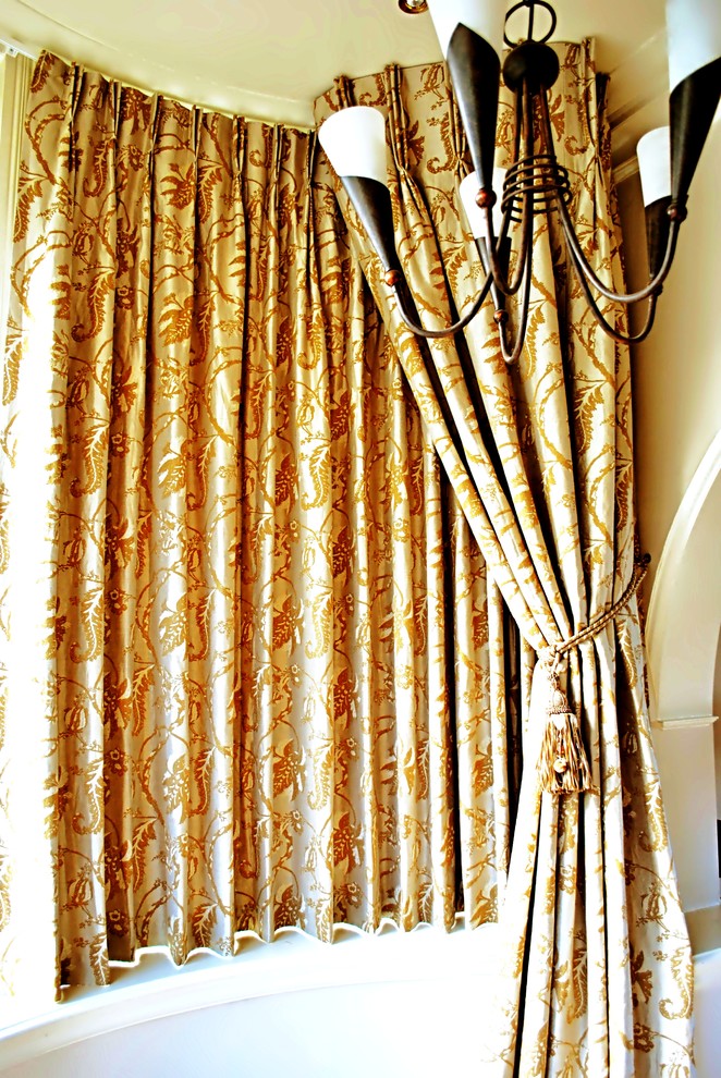 Curved Window Treatments Family Room Traditional with None 