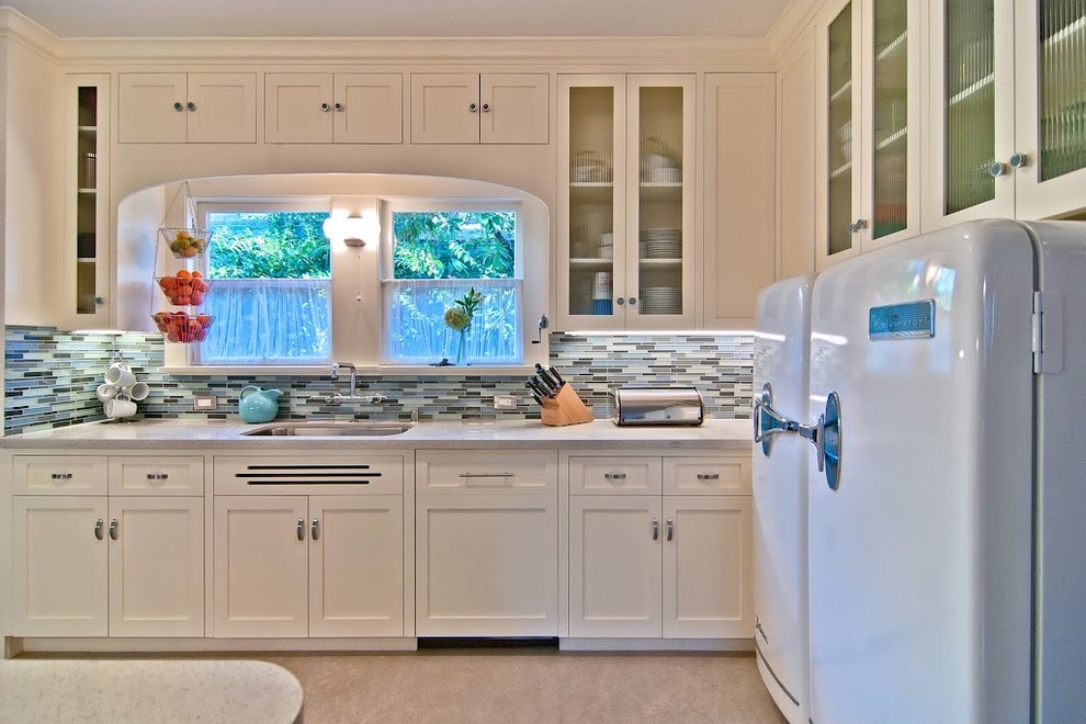 Curved Window Treatments Kitchen Eclectic with Fridge Frosted Glass Cabinet