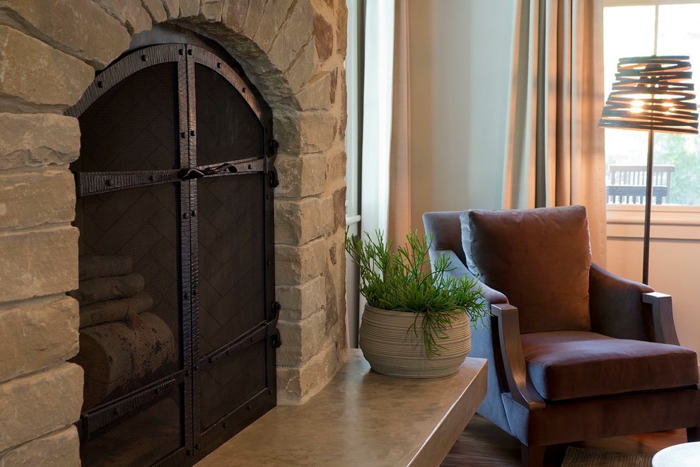 Custom Fireplace Screens Spaces Contemporary with Concrete Hearth Contemporary Fireplace