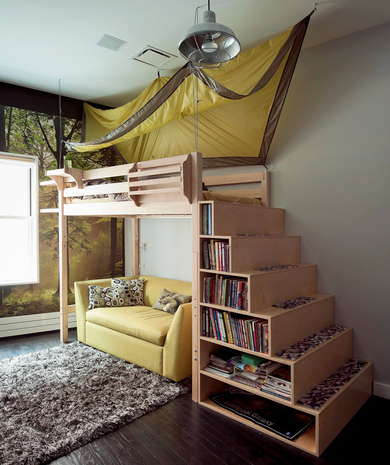 Custom Loft Beds Kids Contemporary with Barn Light Boys Room