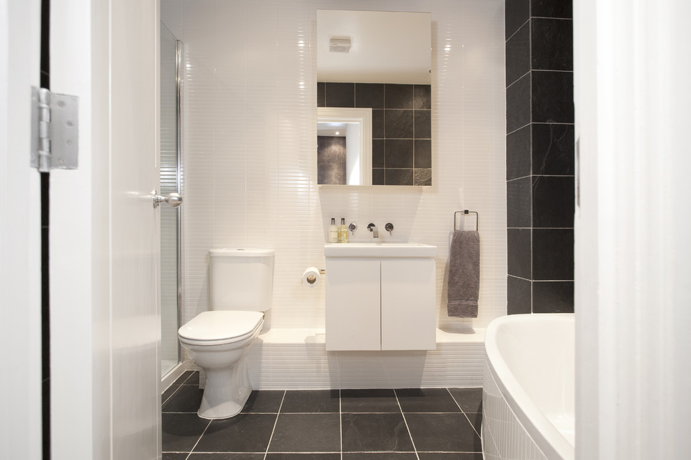 Custom Medicine Cabinet Bathroom Contemporary with Black and White Bathroom