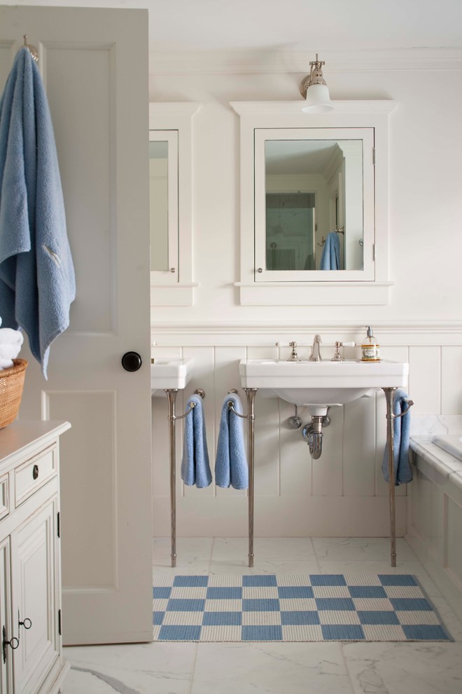 Custom Medicine Cabinets Bathroom Traditional with Basket Checkerboard Console Sink