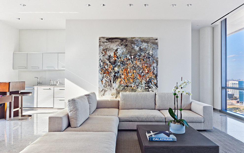 Custom Sectional Sofa Family Room Modern with Airy Area Rug Artwork