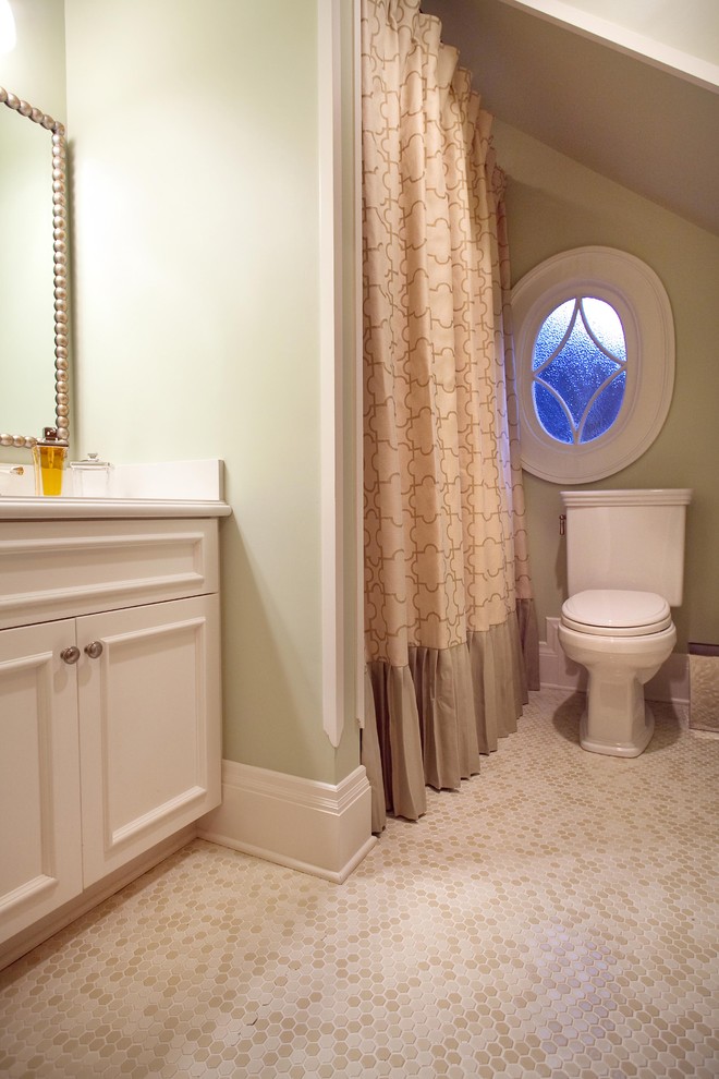 Custom Shower Curtains Bathroom Traditional with Caesarstone Countertop Floor Tiles