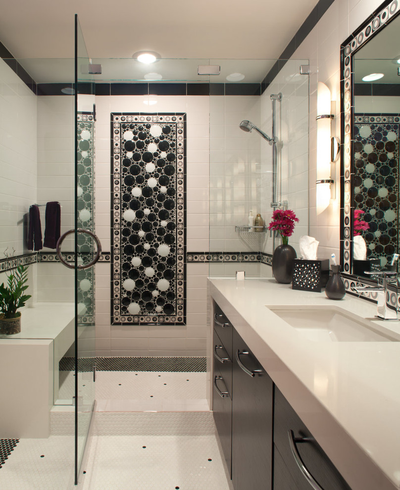 Daltile Modern Dimensions Bathroom Contemporary with Black and White Ceiling