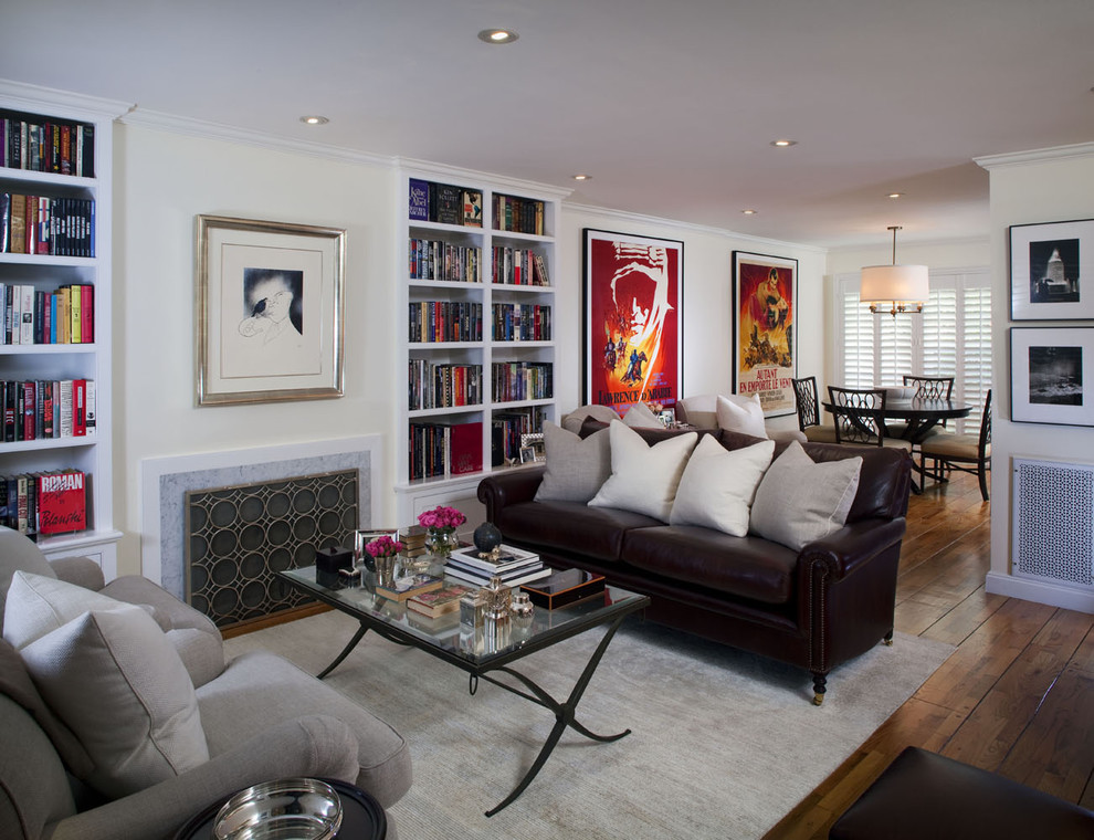 Dark Brown Couches Living Room Contemporary with Books Bookshelves Built Ins