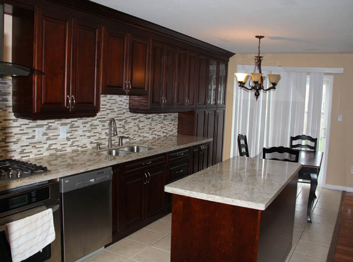 Dark Cherry Color Kitchen with None 1
