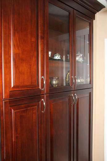 Dark Cherry Color Kitchen with None 3