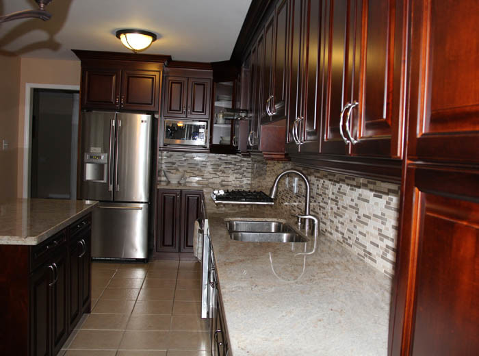 Dark Cherry Color Kitchen with None 4
