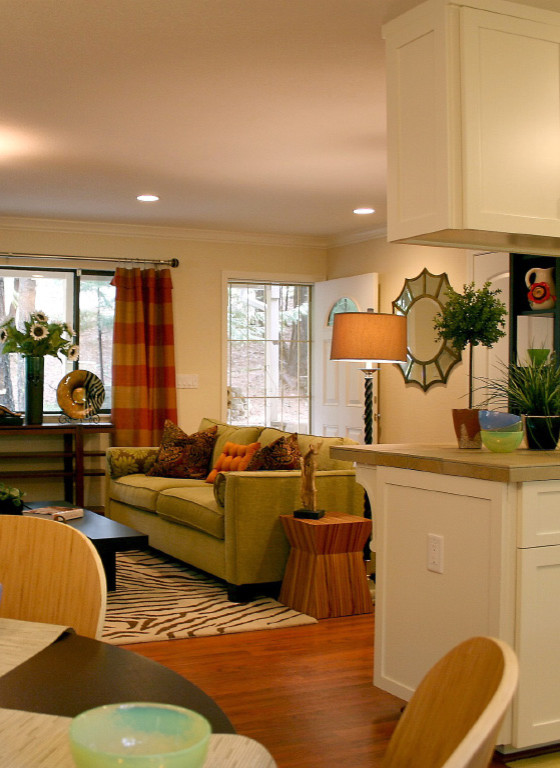 Dark Walnut Hardwood Floors Family Room Traditional with Bay Area Interior Designer