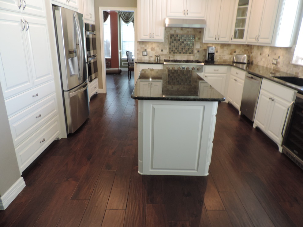 Dark Walnut Hardwood Floors Kitchen Traditional with Dark Walnut Acacia Hardwood