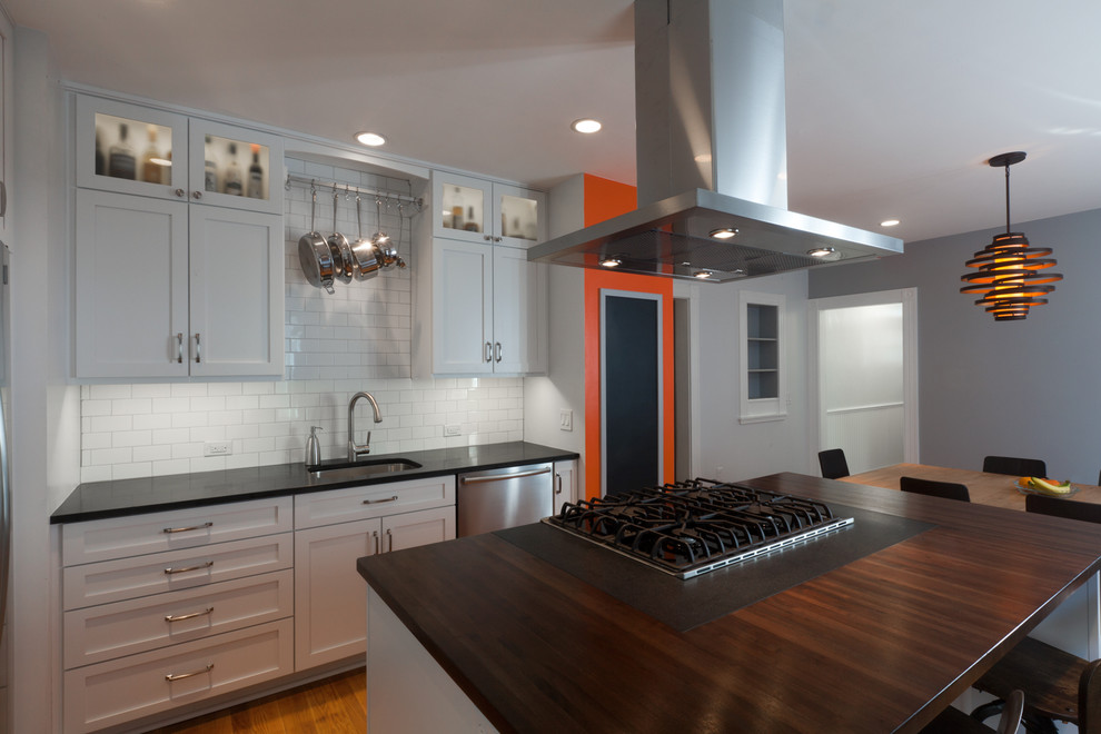 Dark Wood Countertops Kitchen Contemporary with Black Counter Chalkboard Chalkboard