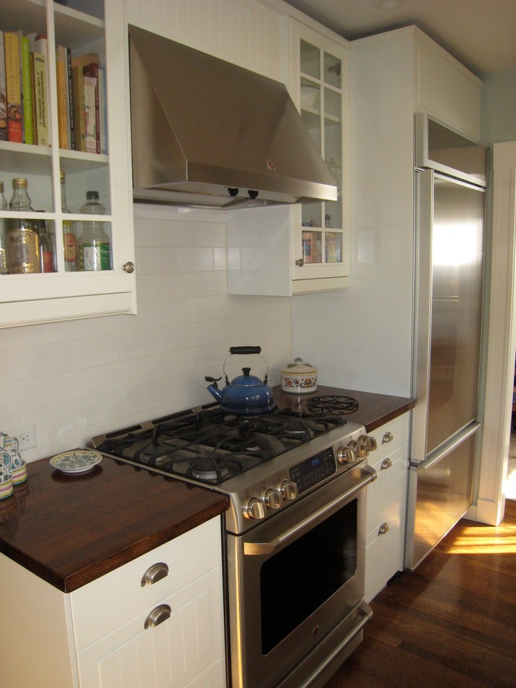 Dark Wood Countertops Kitchen Traditional with None 