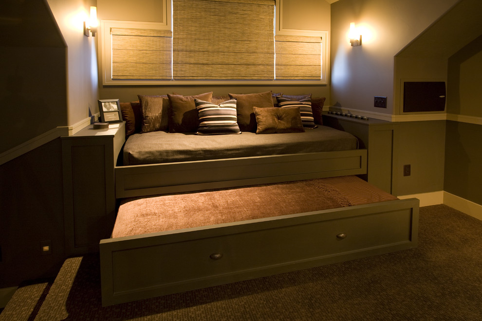 Daybeds with Trundles Home Theater Traditional with Built in Custom Cabinetry Day