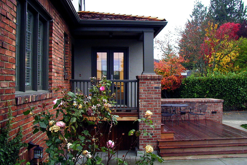 Deck Color Schemes Exterior Traditional with Brick Pillar Brick Wall