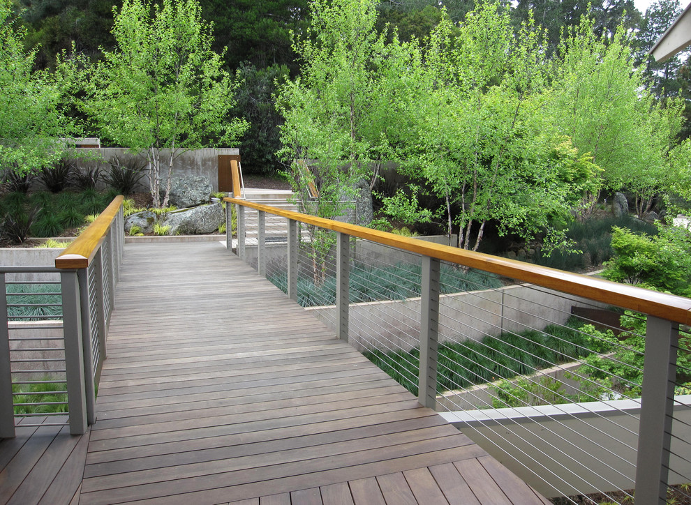 Deck Railing Ideas Landscape Contemporary with Bridge Concrete Retaining Walls
