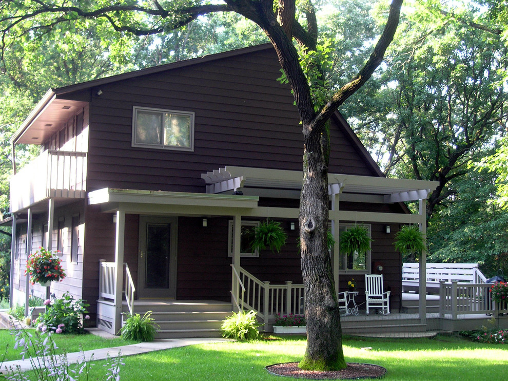Deck Roofing Ideas Porch Contemporary with a Frame Azek Cedar Dark