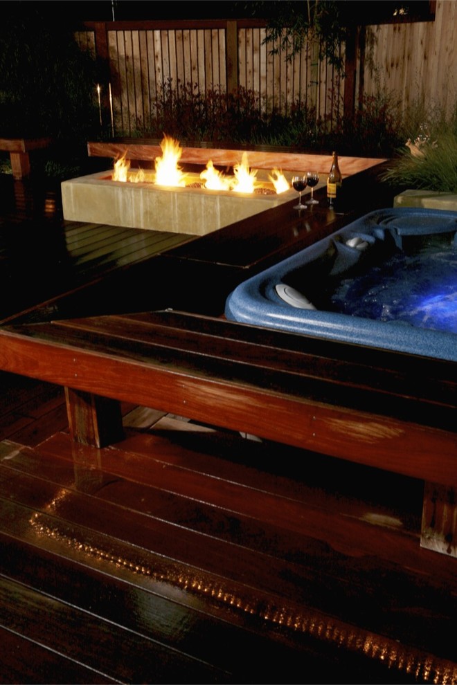 Decks with Hot Tubs Landscape Eclectic with Firepit Ipe Deck Outdoor