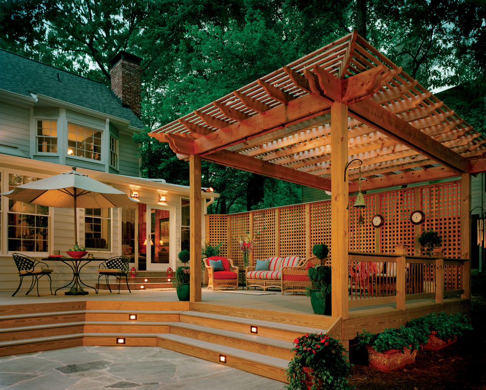 Decks with Pergolas Deck Traditional with Bell Brick Chimney Flagstone