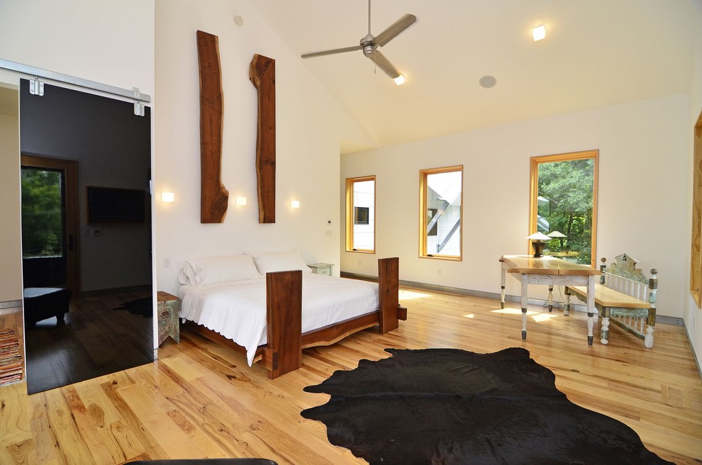 Decorative Ceiling Fans Bedroom Contemporary with Artwork Barn Door Bedroom