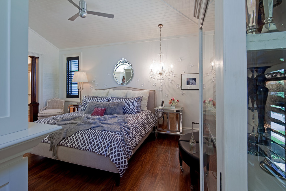 Decorative Ceiling Fans Bedroom Contemporary with Bedside Table Beveled Mirror