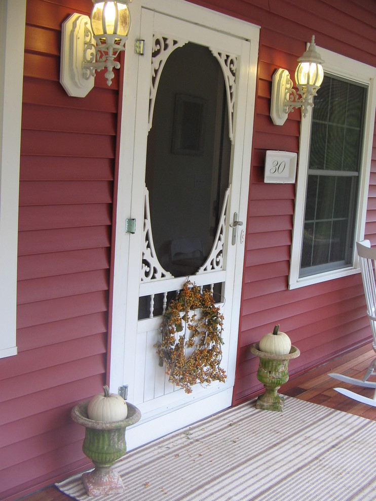 Decorative House Numbers Porch Eclectic with Porch Red White 