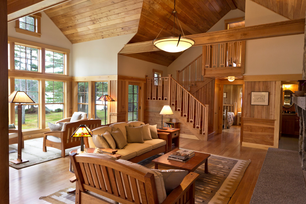 Decorative Stair Railing Living Room Traditional with Arts Crafts Beaded Ceiling